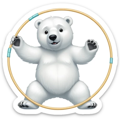 Polar bear using a hoola hoop sticker