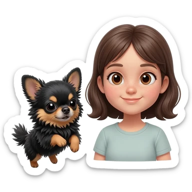 Bébé chihuahua noir marrant poil courut une fille sticker