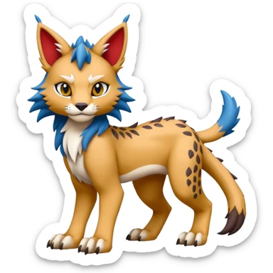 Colorful exotic kawaii edgy cute Lynx-Sergal-Vernid-Fakémon-Pokémon-creature (full body) sticker