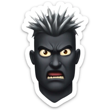 Angry spiky hair Guts from berserk with a scar over his face, balck beserk amor sticker
