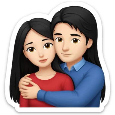A man with black hair brunette skin and hugging a lady with long black hair and also she's brunette sticker