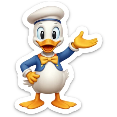 Donald Duck in classic emoji style, new pose sticker