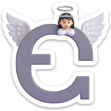 Letter C in multiple different shades of gray from light to dark, 50 shades of gray C, with angel halo sticker