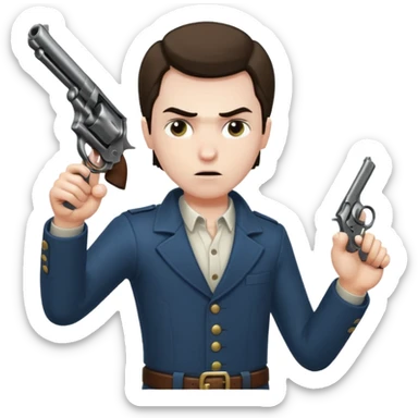 man killing himself with a revolver sticker