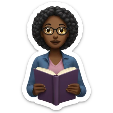 Black woman reading a book sticker