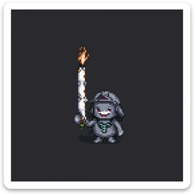 Smokey from Friday, pixel art style, holding a joint, playful grin sticker