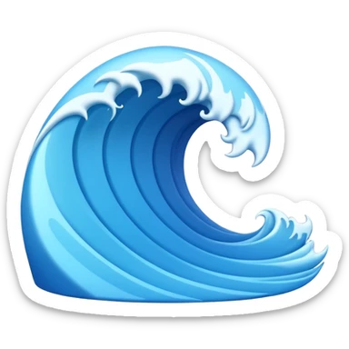 3D wave icon no background sticker
