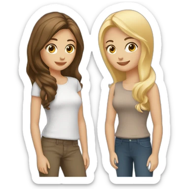 Fille blonde et fille brune qui s’enlace sticker
