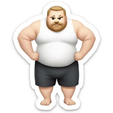 fat white guy doing push ups shirtless sticker