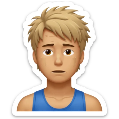 young tired man after training sticker