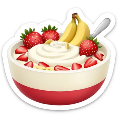 Yogurt bowl with strawberries and banana pieces sticker