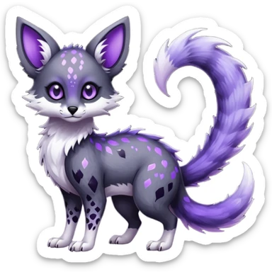 Feral Rare Fantasy Darkg gothic spooky  sparkly shiny Vernid-Trico-species by LiLaiRa, random markings, tufted tail, tufted ears, full body sticker
