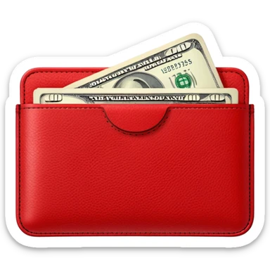 Red wallet with dollars sticker