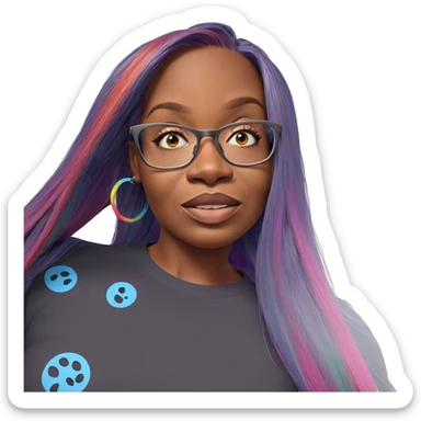 girl with striking multicolored hair sticker