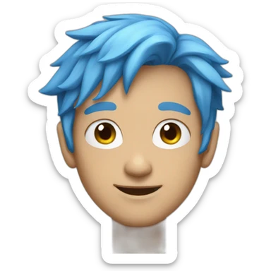 Portrait Super hero man with blue hair sticker