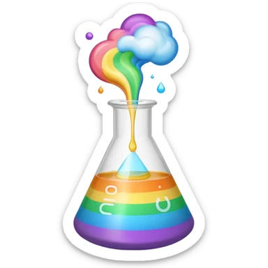 Science beaker full of blended pastel rainbow chemical sticker
