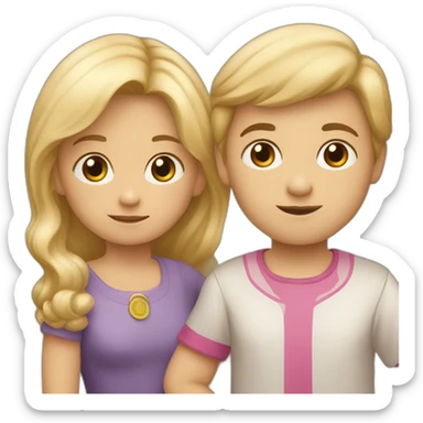 una niña rubia ayudando a levantar a otro niño sticker