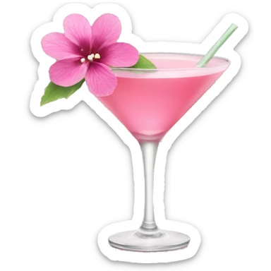 Cocktail with pink flowers sticker
