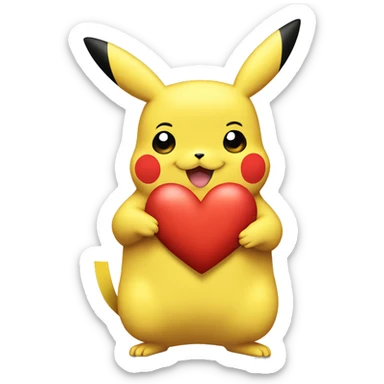 Pikachu ￼holding a heart  sticker