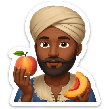 Indian man with a beard eating a juicy peach sticker