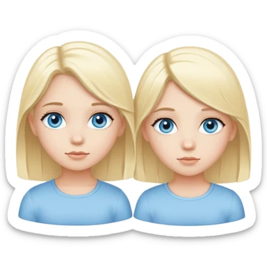Twin girls, one with blonde hair and one with black hair. They both have light blue eyes  sticker