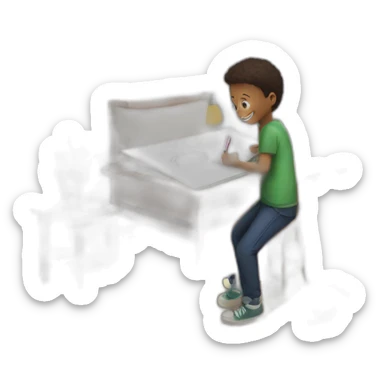 One boy drawing sketch in room sticker