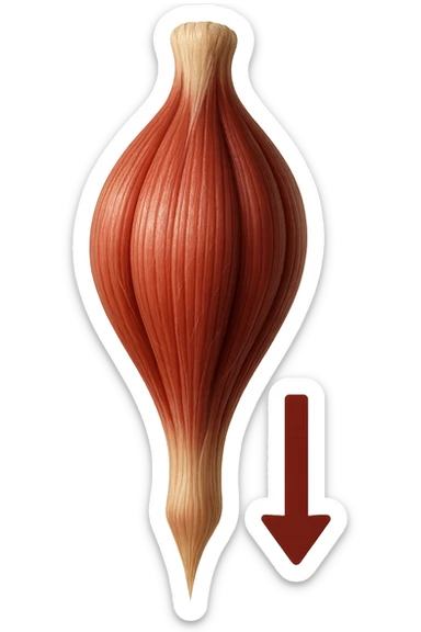 porzione di tessuto muscolare umano iperrealistico con freccia giù sticker