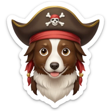 Pirate brown border collie  sticker