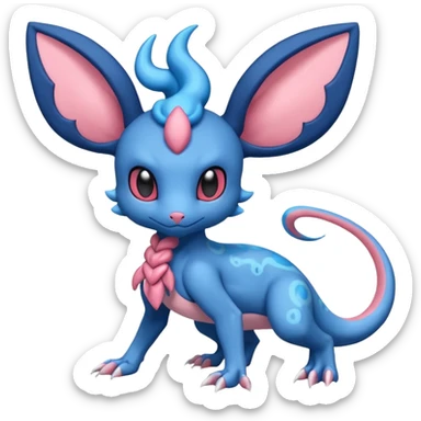 Blue Skully Stylish Salandit-Sylveon-fusion sticker