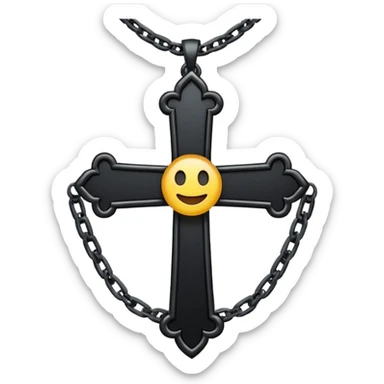 Ein christen kreuz schön verziert mit ketten aber nur in schwarz als Emoji keine Farbe verwenden einzige Farbe schwarz sticker