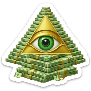 The all seeing eye surrounded by money sticker