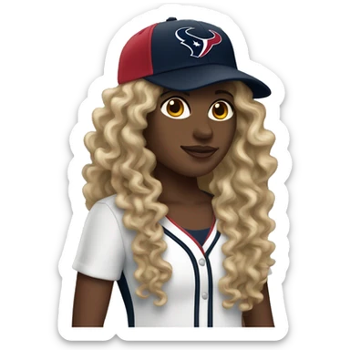 HOUSTON TEXANS baseball hat woman with long curly hair  sticker