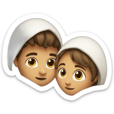 Girl and boy hugging rolled in a Blancket sticker
