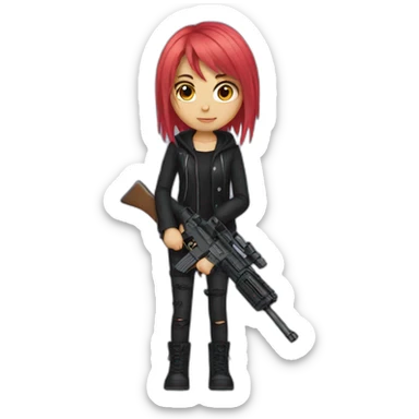 emo girl with gun sticker