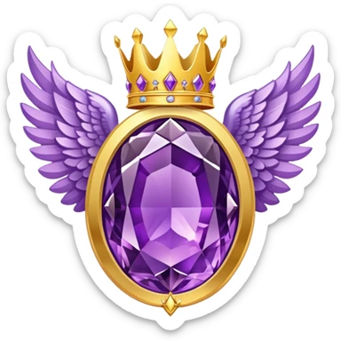 Big complex amethyst stone award-in-frame-decorated-with-big-golden-angel--wings and crown sticker