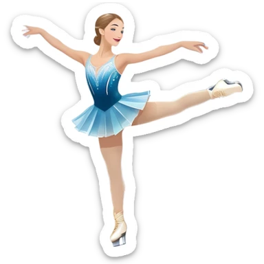 An icon featuring a graceful figure skater in an elegant pose, gliding across the ice at Madison Square Garden. Spotlights shine down, illuminating the sparkling ice and a cheering audience. The background showcases the grand arena's architecture. Transparent background. sticker