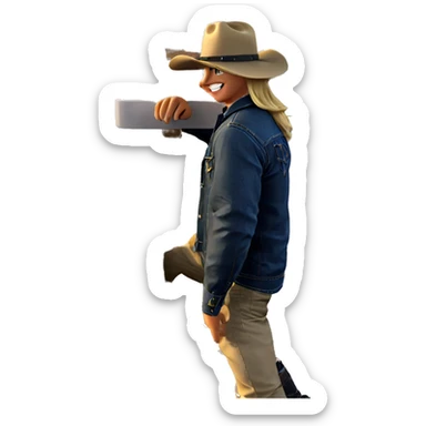 blonde boy with cowboy hat sticker