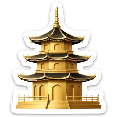 Simple iconic Chinese pagoda silhouette, minimal details, representative symbol sticker