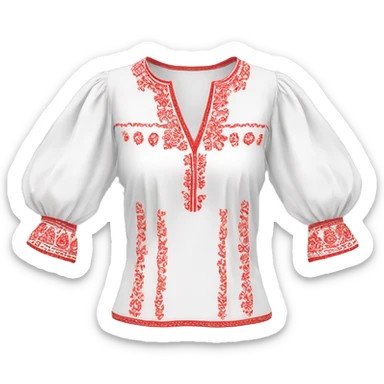 Blouse 👚 vyshyvanka, white with red embodiary on sleeves sticker