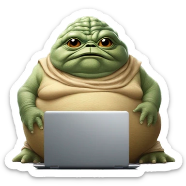 Jabba the Hutt from Star Wars with a laptop sticker