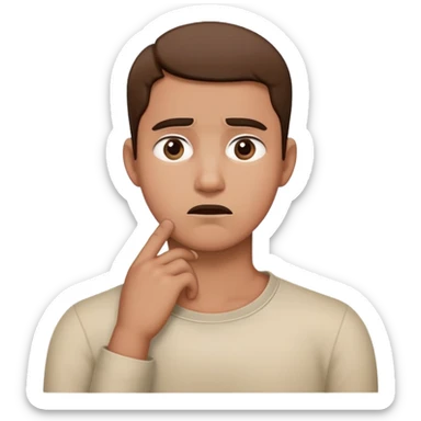 person with one hand on the side of their neck, looking anxious sticker