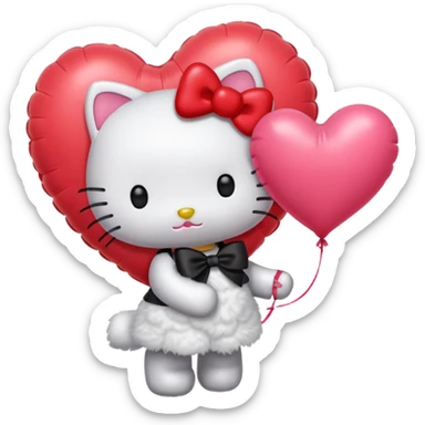 Hello kitty with a huge heart balloon sticker