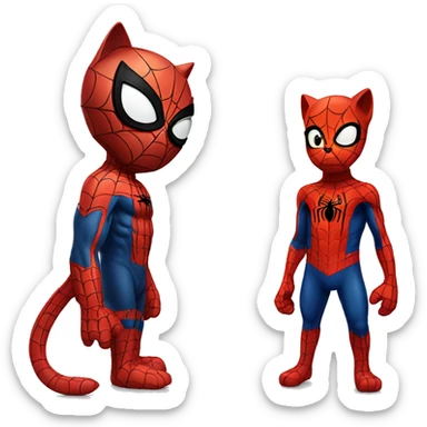 cat & spider man sticker