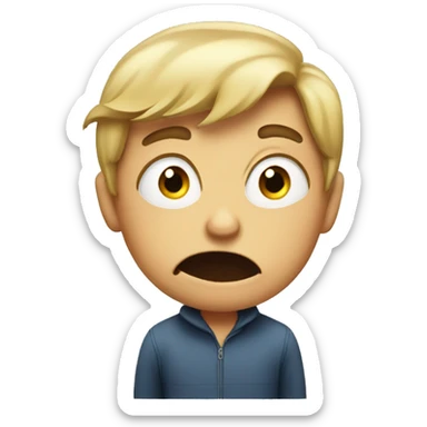 Boy with stank face sticker