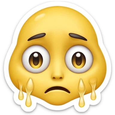 Create a sad face, big eyes, sad crying with tears, regular emoji, yellow face, big eyes, circular shape emoji sticker