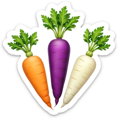 Purple yellow white carrots  sticker