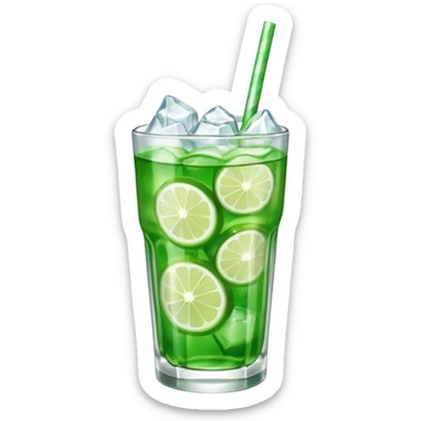 Japanese cream soda green on a glass with ice sticker