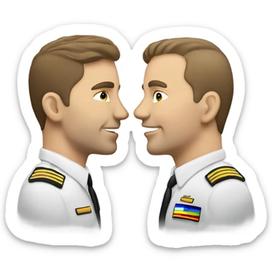 2 Caucasian male gay pilots kissing sticker