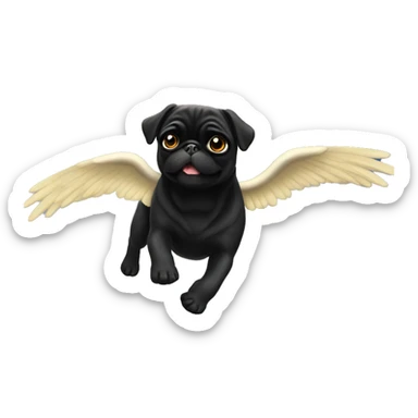 Black pug going to heaven with wings sticker