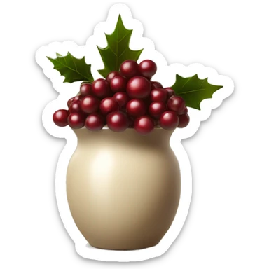 Beige and burgundy Christmas berries in back vase sticker